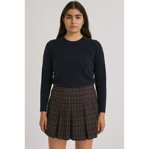 NWT American Eagle Plaid Skirt Lined Navy Large Dark Academia Fall Y2K Vintage